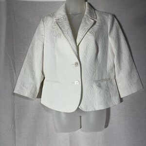 Talbots White Textured Blazer Size 12P